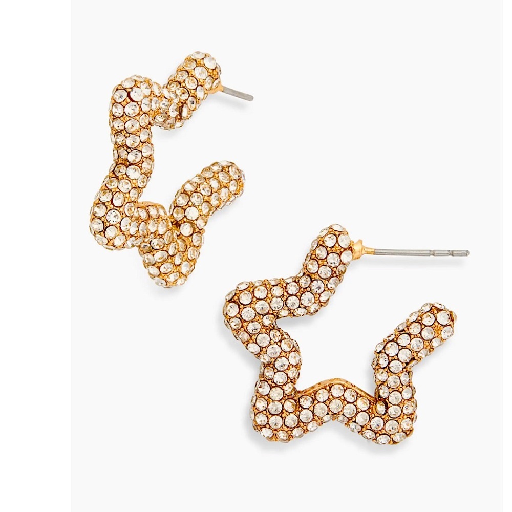 BaubleBar Pave’ Crystal Star Hoop Earrings New